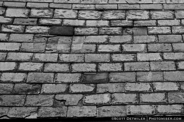 Slate Roof in black and white