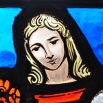 Stained glass of a blond character