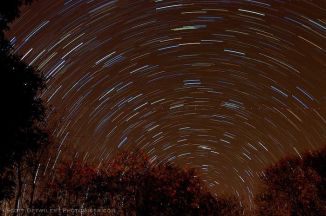Star trails circling the north star